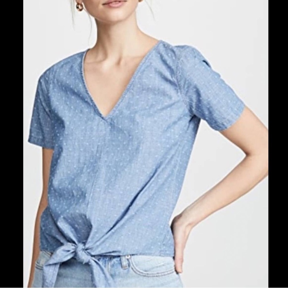 Madewell Chambray Novel Tie-Front Top View 2